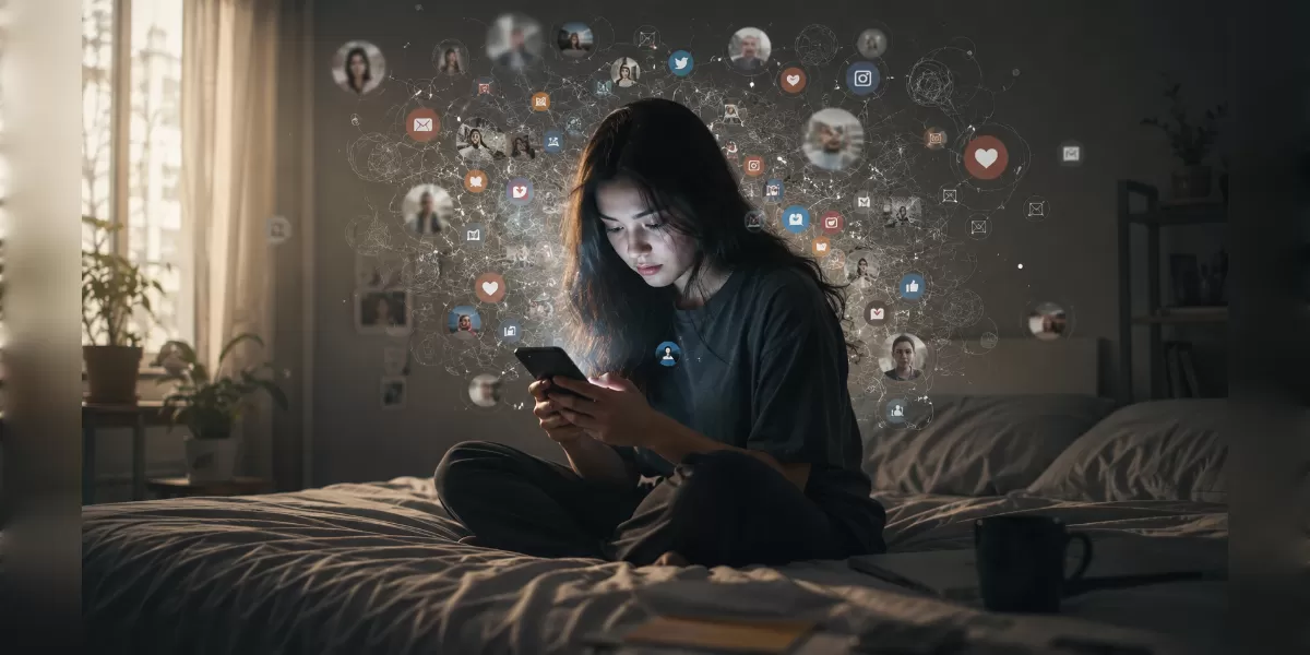 Ilustrasi Chronically online bukan sekadar meme. (Desain AI)