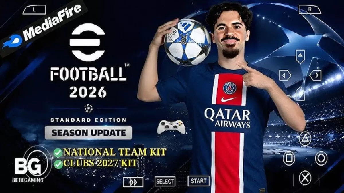 Download eFootball PES 2026 PPSSPP Android Offline dengan update transfer terbaru dan grafis HD untuk pengalaman bermain yang lebih seru.