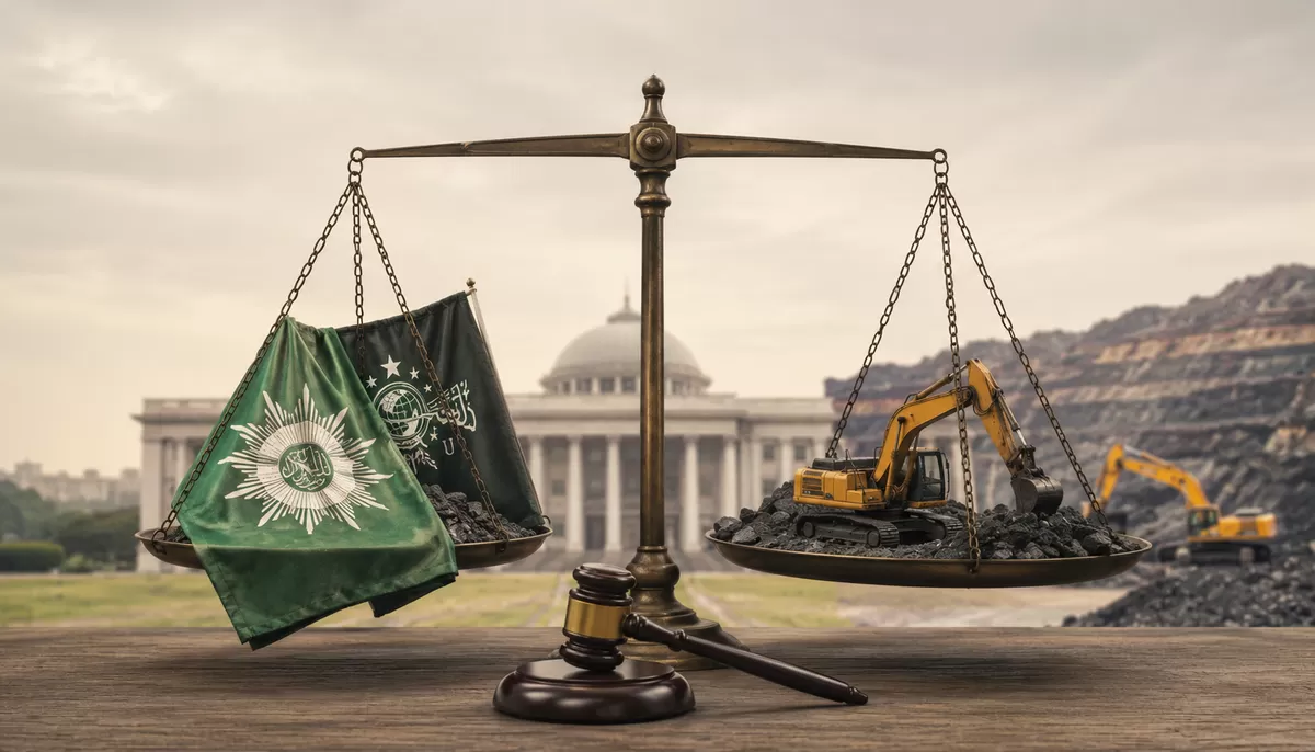 Ilustrasi Putusan MK soal izin tambang mendapat respons dari NU dan Muhammadiyah (Desain AI)