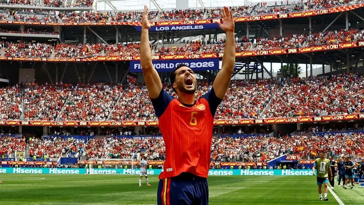 Spanyol menaklukkan Belgia 2-1 lewat gol dramatis Mikel Merino di menit ke-88. Selanjutnya, duel panas kontra Prancis menanti dalam perebutan tiket final Piala Dunia 2026 (X/ @beINSPORTSid)