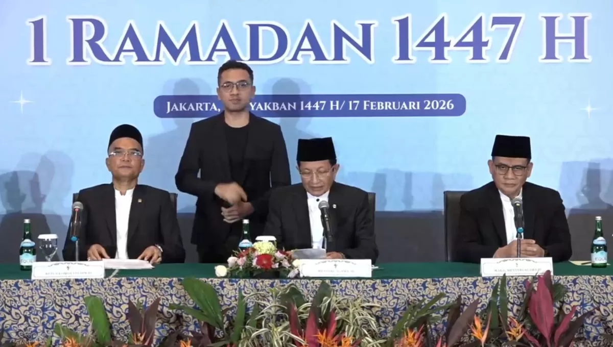 Kementerian Agama (Kemenag) telah resmi menetapkan 1 Ramadan 1447 Hijriah jatuh pada 19 Februari 2026, di Hotel Borobudur Jakarta Pusat. (YouTube/Kementerian Agama)