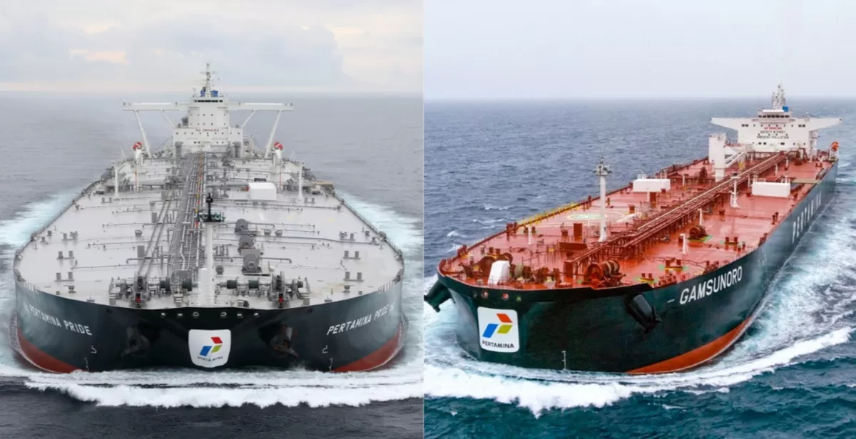 Dua kapal Pertamina yang dikabarkan bersiap melewati Selat Hormuz, Pertamina Pride dan Gamsunoro. (Kolese foto Bakom RI)