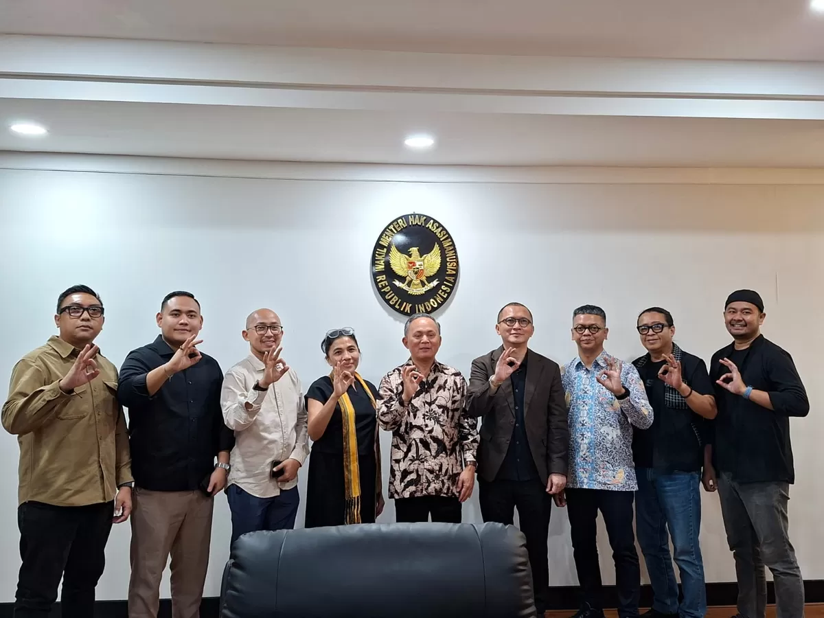 Wakil Menteri Hak Asasi Manusia, Mugiyanto menerima audiensi jajaran pengurus pusat Indonesia Creative Cities Network (ICCN) di Kantor Kementerian HAM  (JPP)