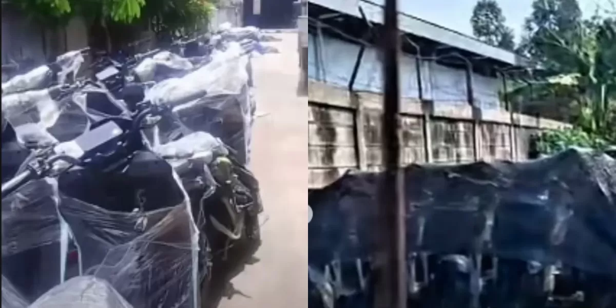 Menyoroti penampakan ribuan unit motor listrik SPPG dalam pengadaan BGN senilai Rp1 triliun yang masih tersimpan di gudang Bogor, Jawa Barat.  (Instagram.com / @liputancikarang - @depok24jam))