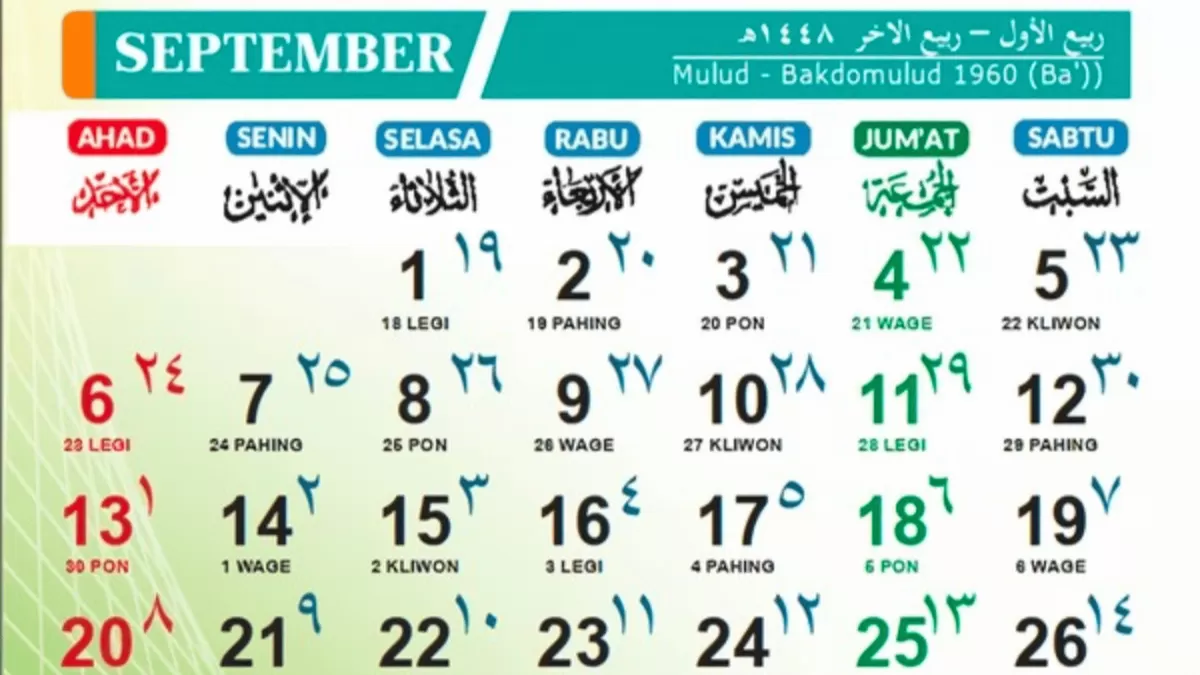 September 2026 tidak memiliki libur nasional dan cuti bersama. Simak tanggal merah serta jadwal libur hingga Desember 2026. (kemenag.go.id)