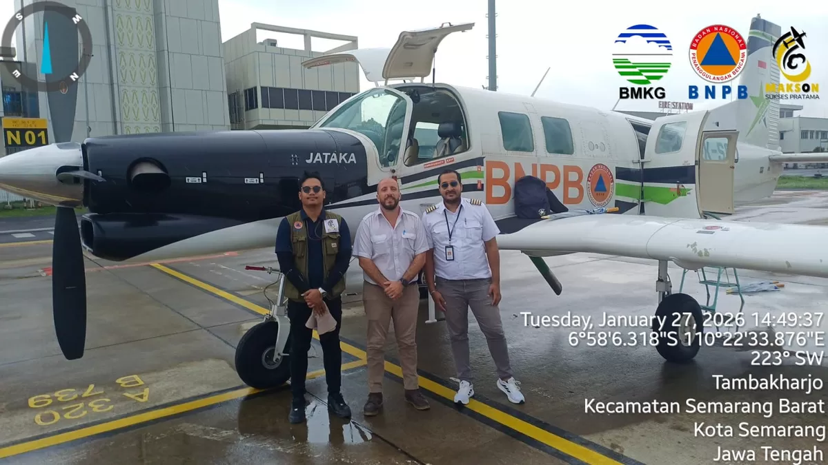 Kalakhar BPBD Jateng, Bergas C Penanggungan bersama Tim Modifikasi Cuaca, Selasa (27/1/2026). (Istimewa for Pantura Network)