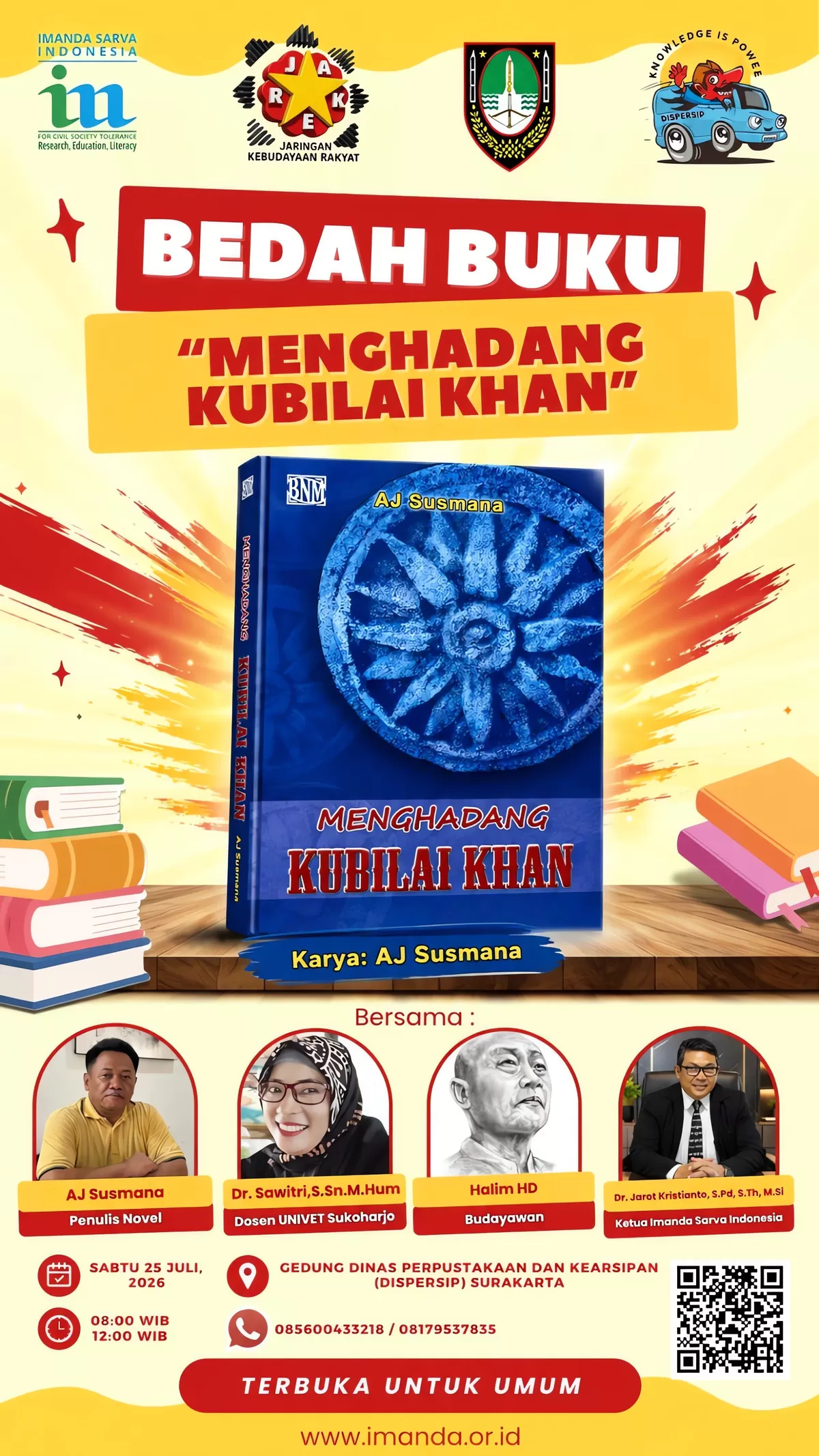 Pamflet Bedah Buku Kubilai Khan di Gedung Dispersip Surakarta (Istimewa for Pantura Network)