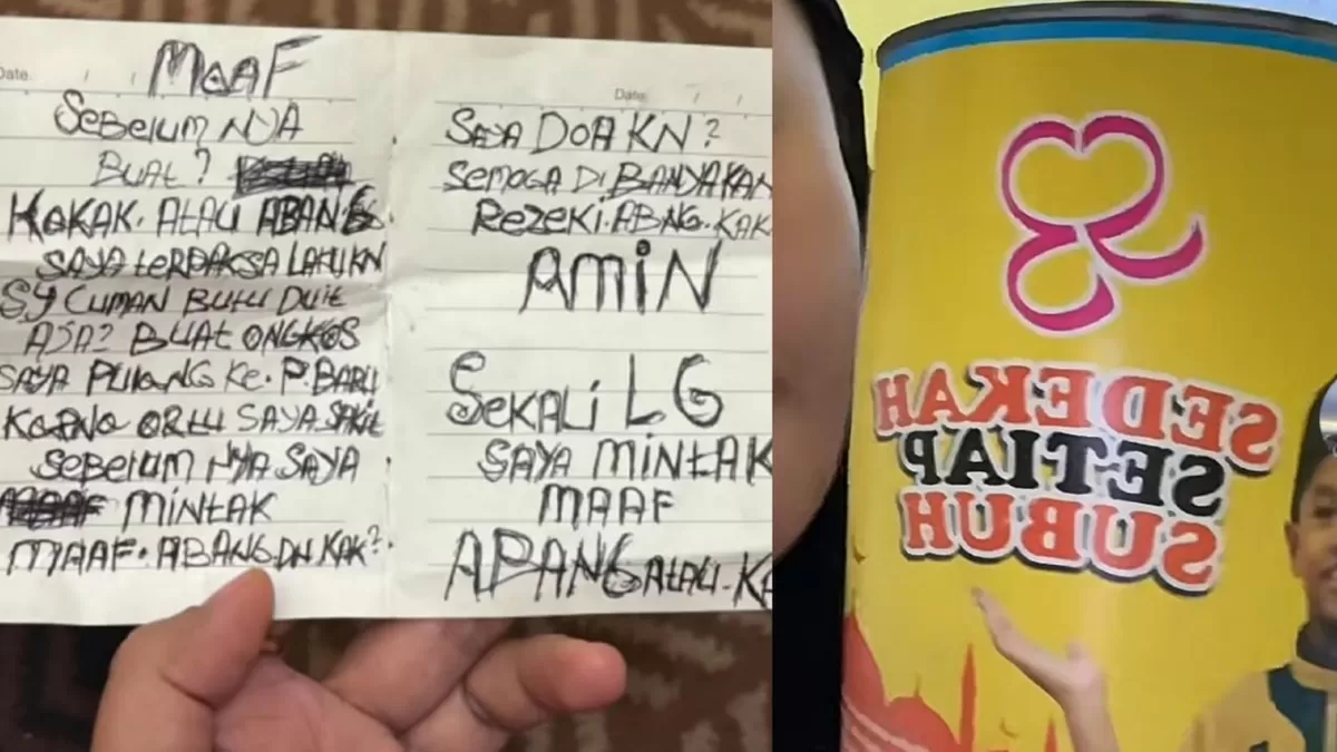 Maling di Medan meninggalkan surat permintaan maaf untuk korbannya. (TikTok/deswitasari72)