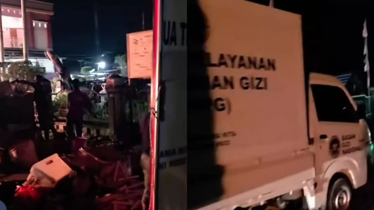 Momen mobil MBG di Nabire terlihat digunakan untuk mengangkut dan membuang sampah. (TikTok/novir007)
