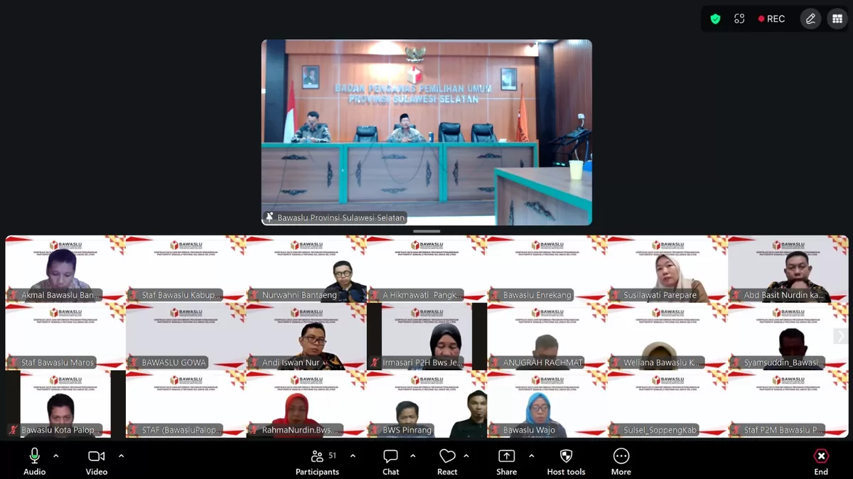 Rapat Koordinasi bersama Bawaslu Prov. Sulsel melalui zoom meeting, Kamis, 25 Juni 2026.