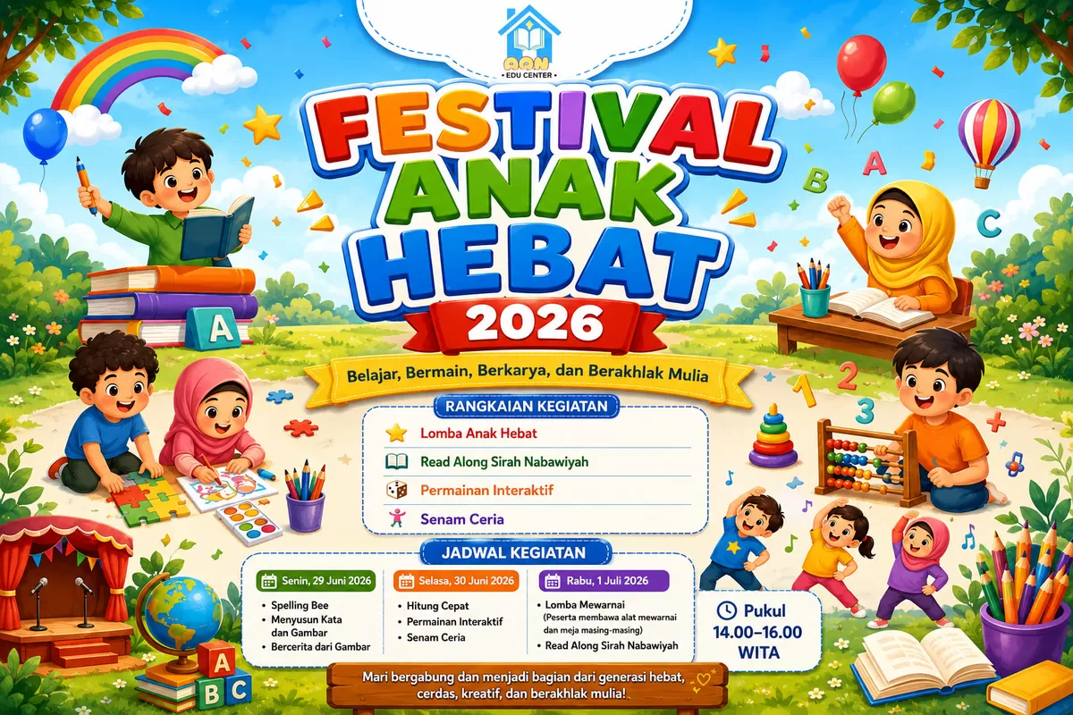 QN Edu Center menggelar Festival Anak Hebat 2026, 29 Juni - 1 Juli 2026