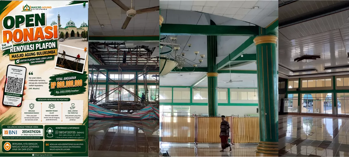 Renovasi Plafont Masjid Agung Bulukumba Memasuki Tahap Kedua