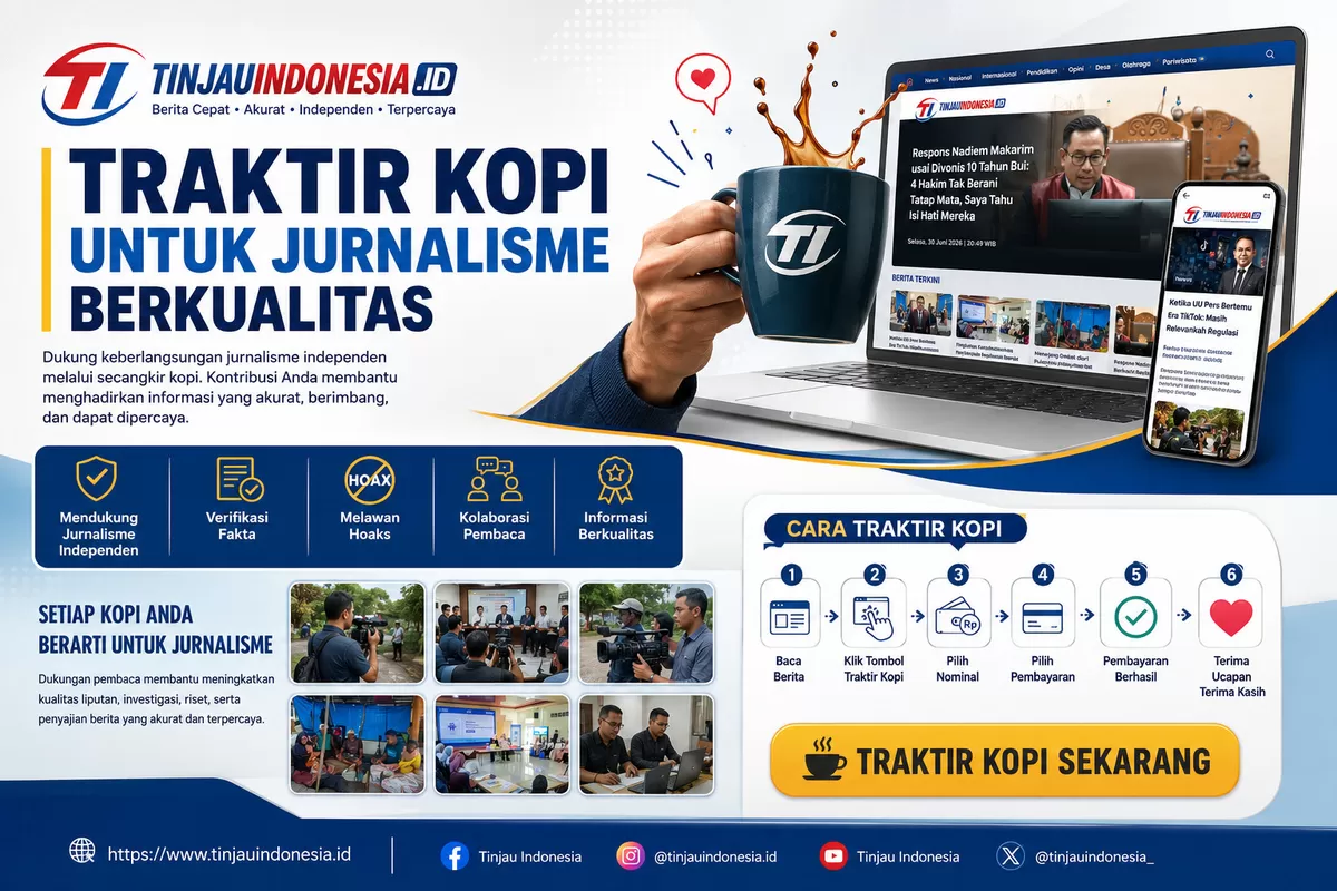 Fitur Traktir Kopi TINJAUINDONESIA.ID, fitur baru untuk mendukung jurnalisme berkualitas melalui donasi pembaca. (TINJAUINDONESIA.ID)