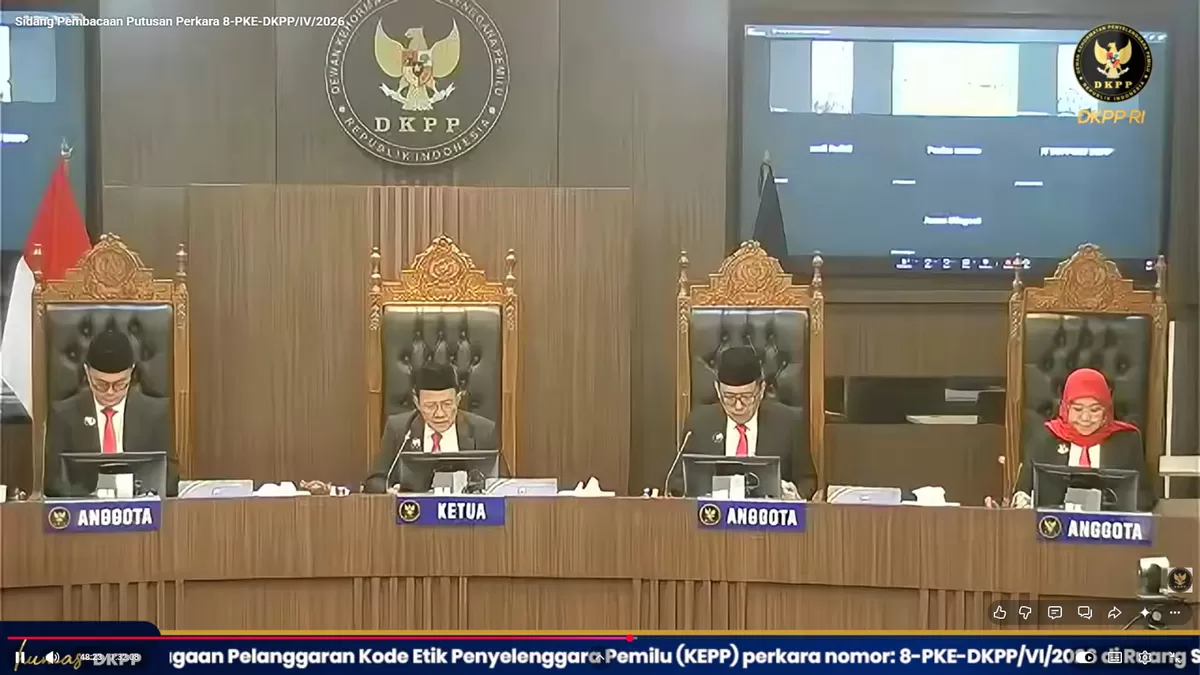 Sidang pembacaan putusan pelanggaran KEPP di Ruang Sidang DKPP, Jakarta, Rabu (8/7/2026), untuk perkara Nomor 8-PKE-DKPP/IV/2026.