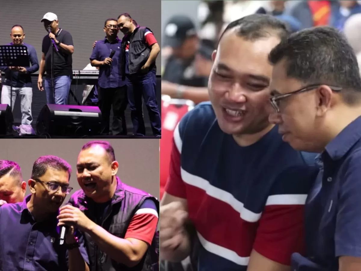 Momen hangat Kapolres Bulukumba AKBP Restu Wijayanto, S.I.K., bersama Kepala Kejaksaan Negeri (Kajari) Bulukumba, Erwin Juma saat nobar Piala Dunia 2026 di Lapangan Pemuda Bulukumba.