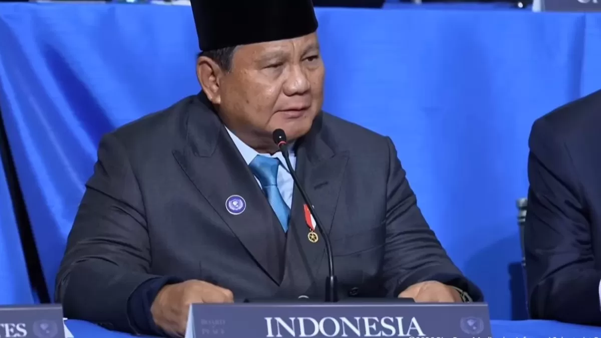 Presiden Prabowo saat menghadiri Konferensi Tingkat Tinggi (KTT) Board of Peace di Washington, DC, Kamis (19/2) (Tangkapan layar Youtube Sekretariat Presiden )