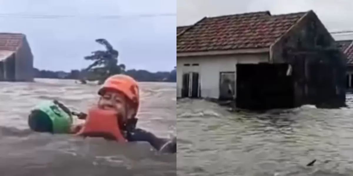 Penampakan banjir besar di Perumahan Sukawangi Bekasi: air menggenang bak lautan (Ist)