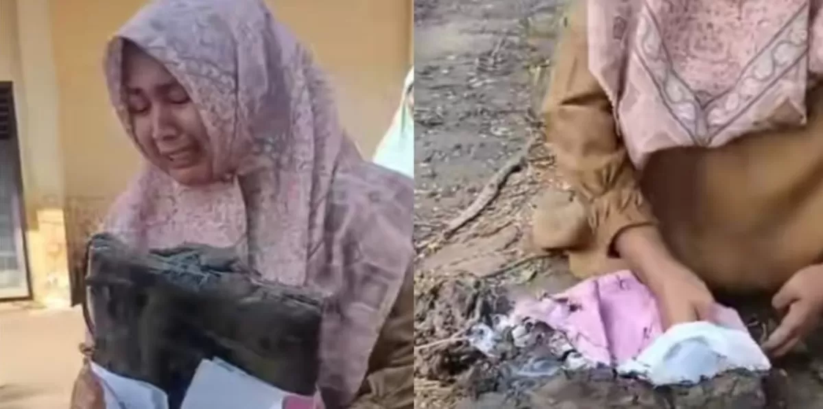 Guru di Pidie Jaya menangis saat laptop berisi data penting terendam lumpur (TikTok/mra_210624)