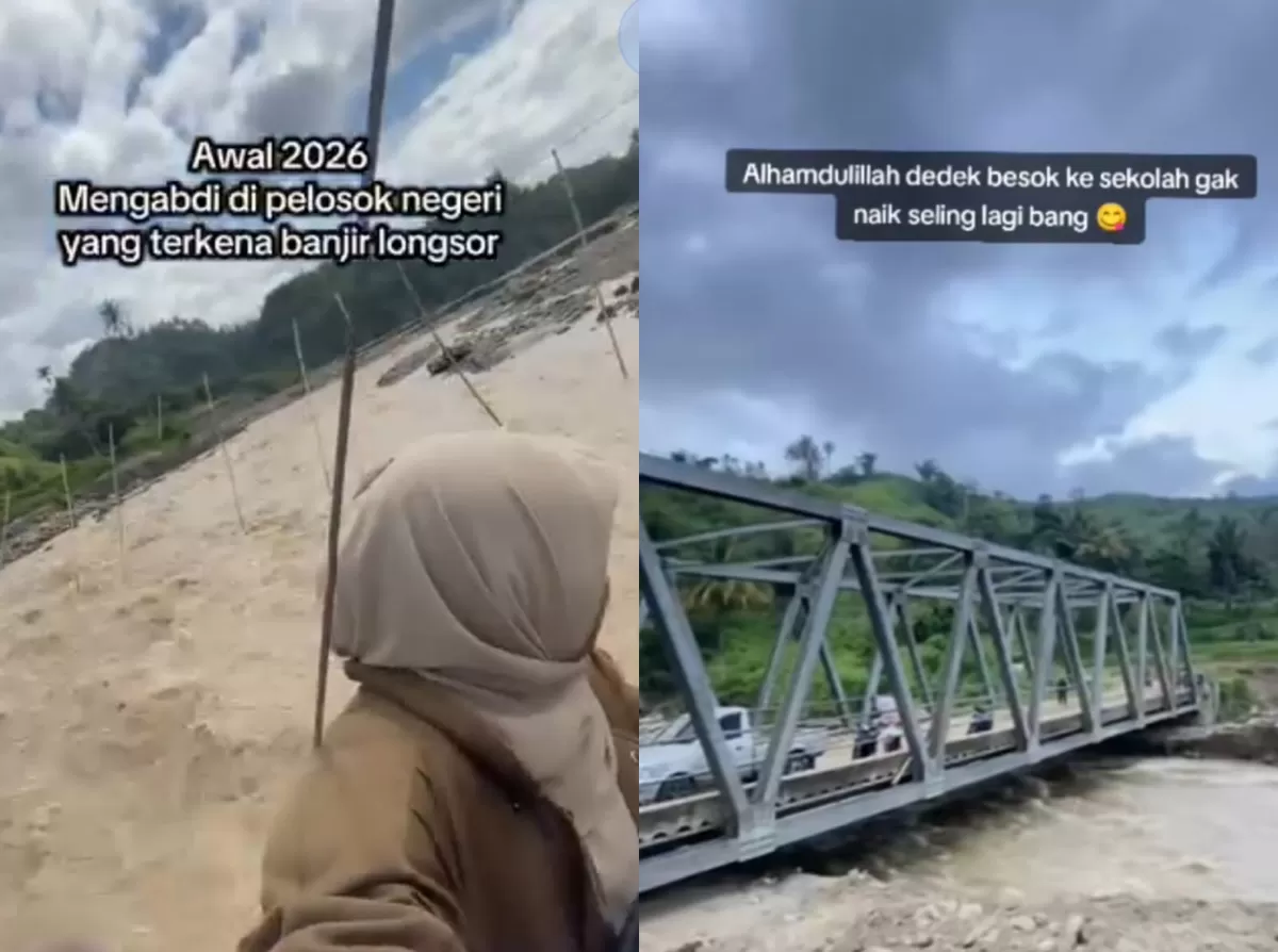 Akses Desa Bah, Kecamatan Ketol, Aceh Tengah yang sempat terisolir kini mulai terbuka dengan akses jembatan bailey (Instagram/sinta_shaa)