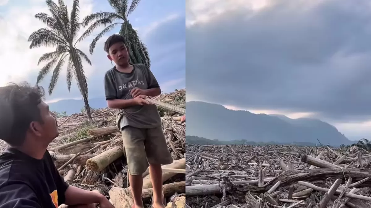 Cerita bocah asal Aceh Tamiang yang mendapati rumahnya sudah hancur diterjang banjir (Instagram/si.braay)