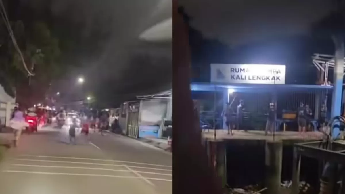 Warga Bekasi berlarian saat sirine peringatan banjir berbunyi (Instagram/infojawabarat)