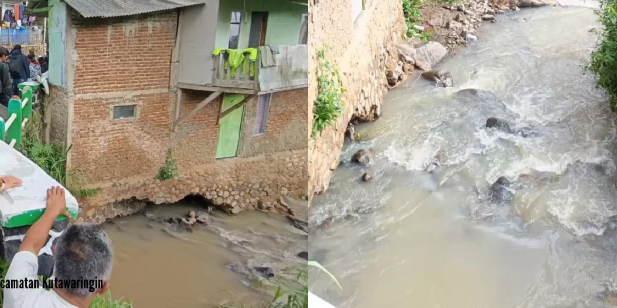 Menyoroti insiden viral seorang ibu yang diduga hanyut setelah lantai rumahnya jebol ke arah sungai Cijagra, Bandung (Instagram.com/@kecamatankutawaringin)