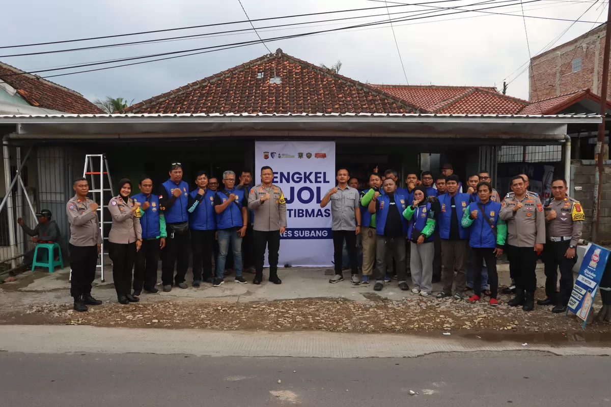 Kebersamaan Kapolres Subang dan komunitas Ojol Kamtibmas usai kegiatan Ngariung Bareng Kapolda Jabar, Jumat 13 Februari 2026 (Dok. Istimewa)