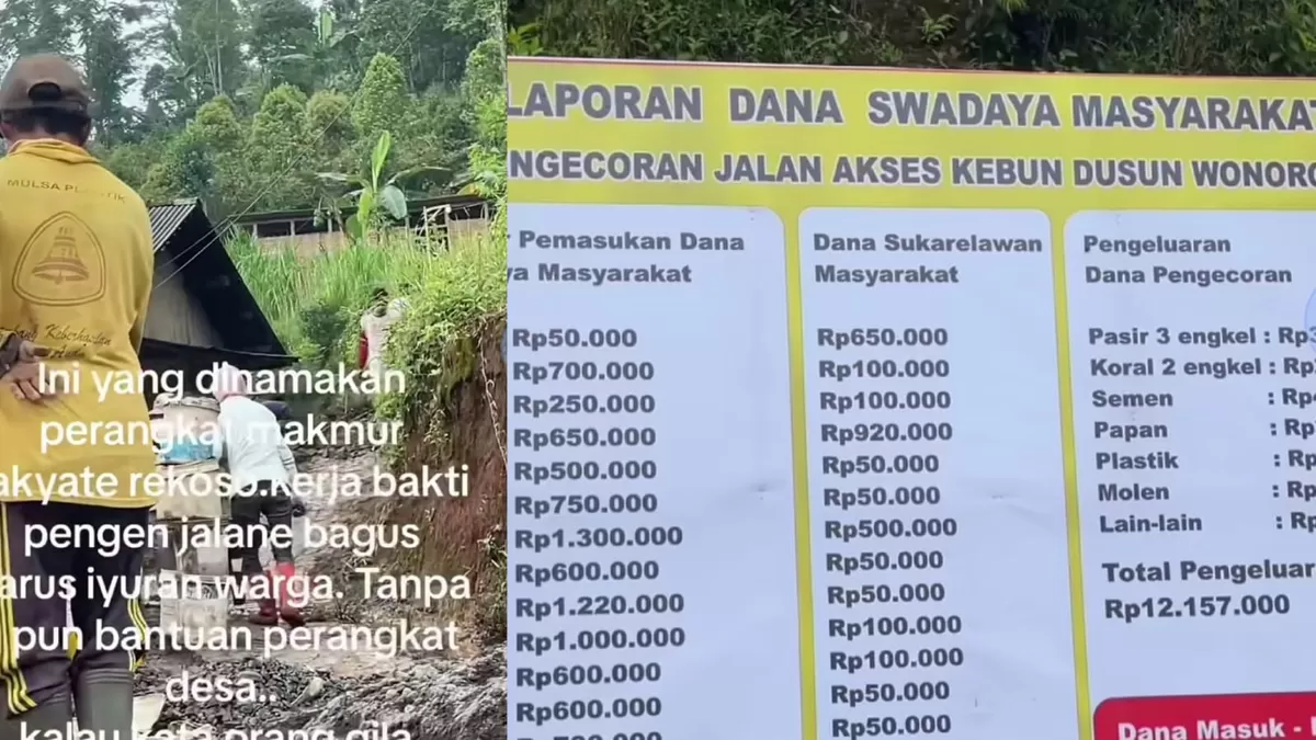 Warga Dusun Wonorojo, Kendal, Jawa Tengah perbaiki jalan sendiri tanpa bantuan perangkat desa (TikTok/4n4m06)