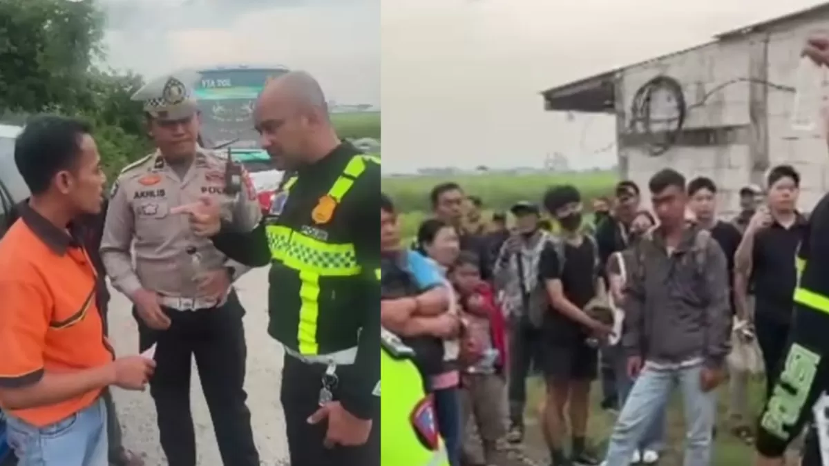 Polantas Jombang saat mengamankan sopir bus yang minum alkohol saat mengemudi (Instagram/satlantaspolresjombang)