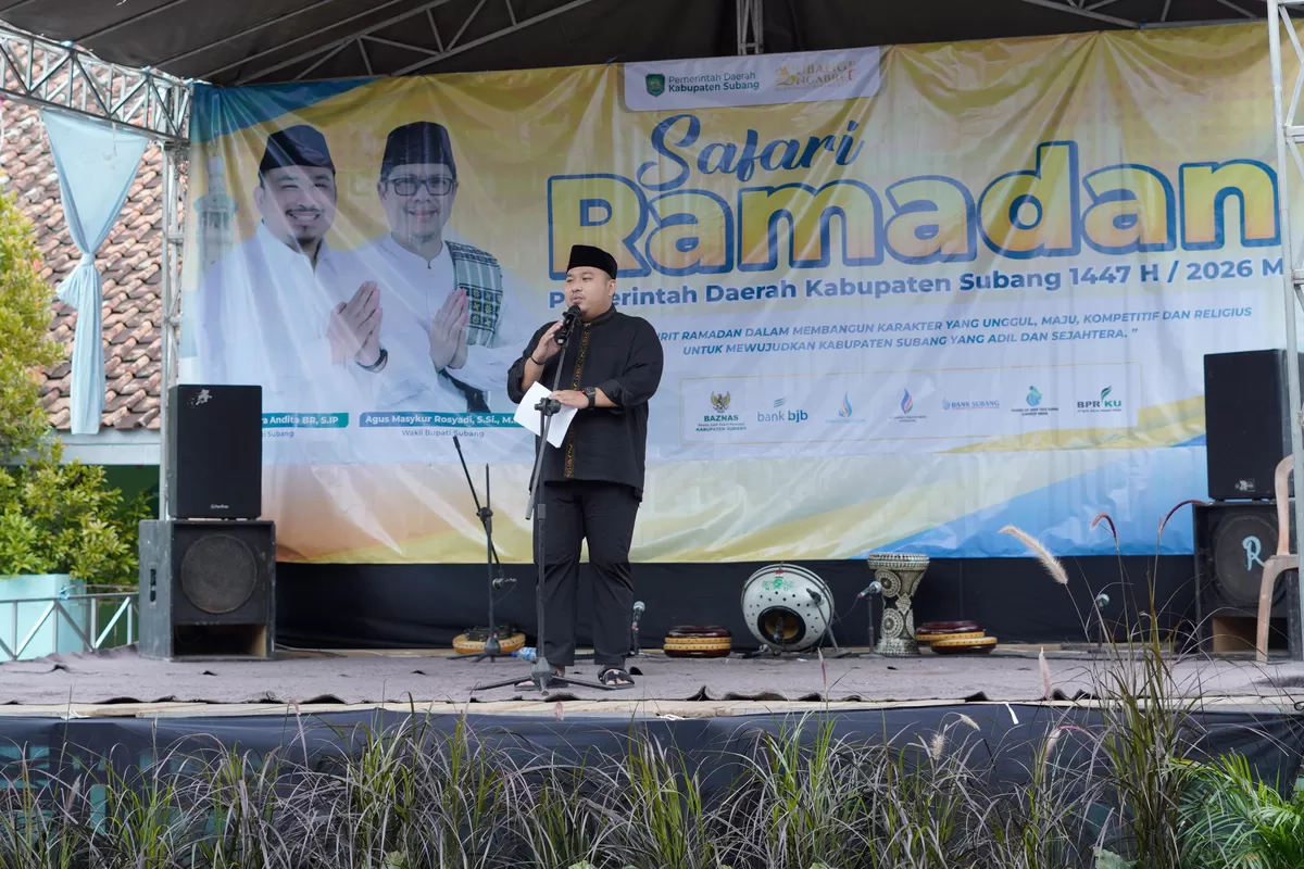 Bupati Subang Reynaldy Putra Andita Budi Raemi saat Safari Ramadhan 1447 H di Sukasari, Selasa 24 Februari 2026 menargetkan RSUD Pantura rampung 2028 (Dok. Istimewa)