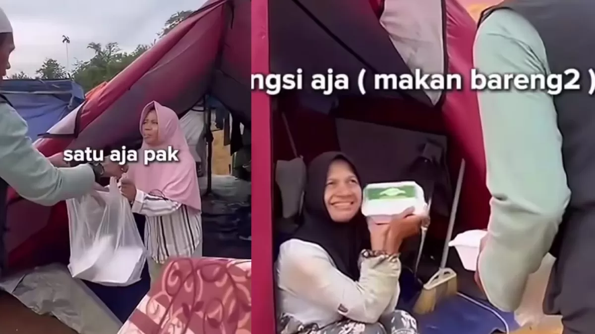 Warga Aceh yang menolak menerima banyak nasi kotak, memilih untuk berbagi dengan yang lain (Instagram/rifkyjafarthalib.official)