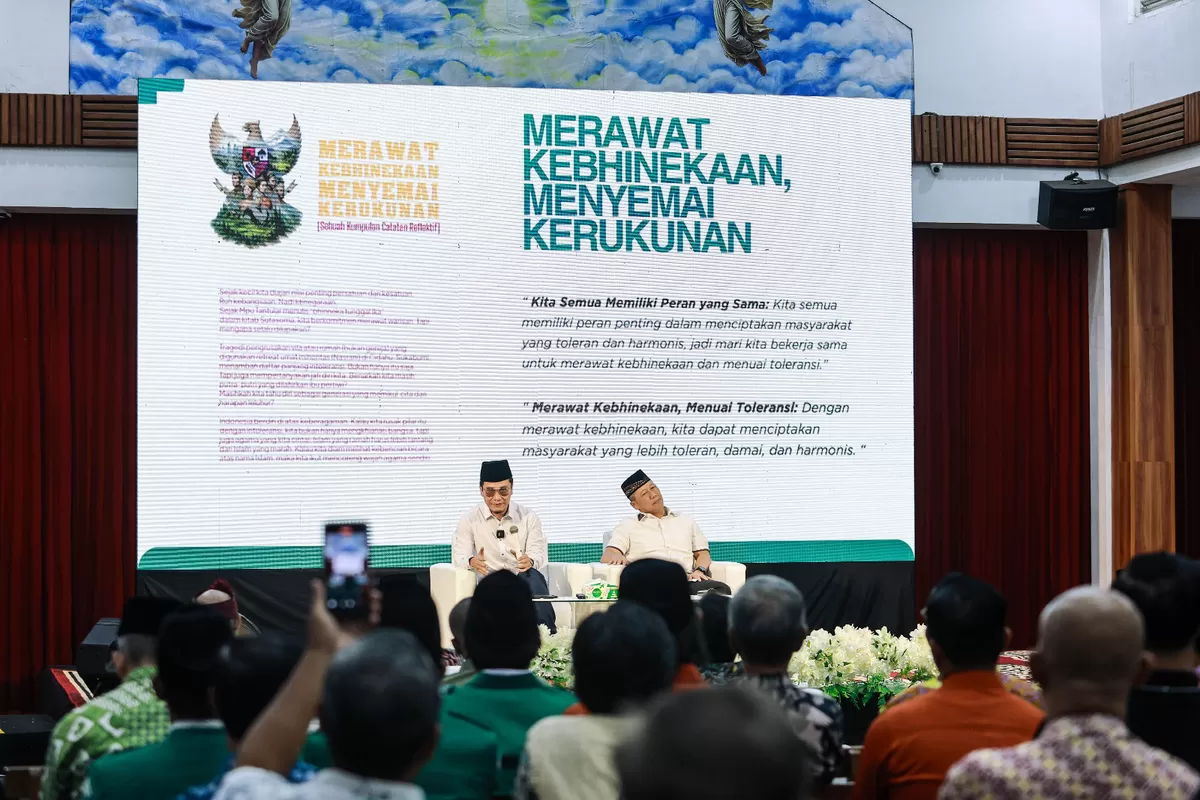 Tokoh agama Gus Miftah menyampaikan orasi kebangsaan dalam kegiatan ngabuburit lintas iman di Gereja Maria Bunda Allah, Maguwoharjo, Sleman, yang dihadiri ratusan tokoh lintas agama, Sabtu 7 Maret 2026 (Dok. Istimewa)