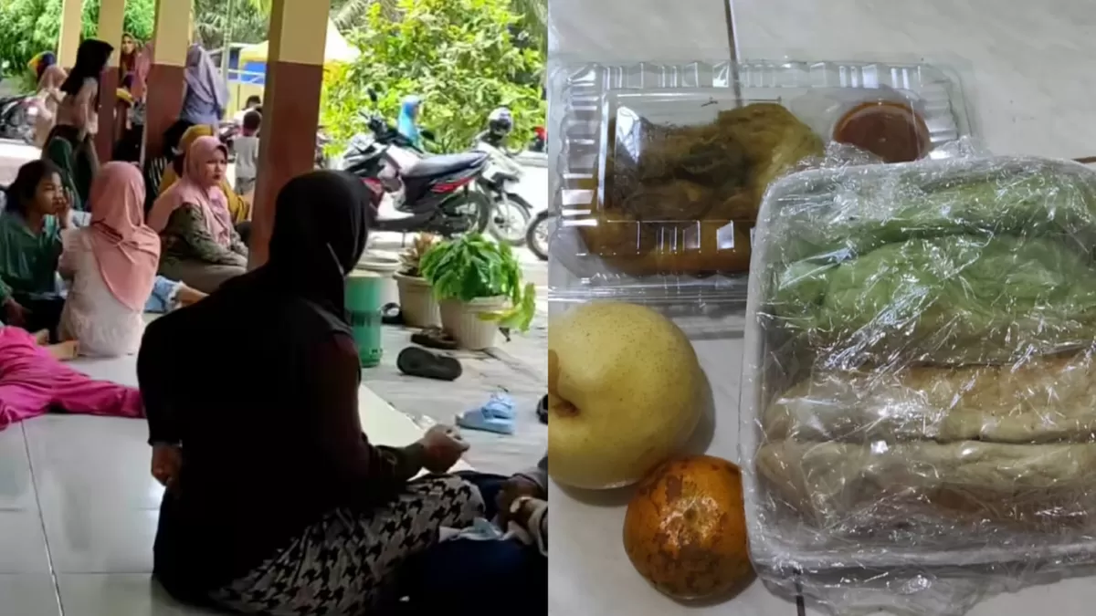 Wali murid menunggu SPPG yang telat datang pengantaran MBG terakhir sebelum Lebaran di Sumatera Utara (Instagram/mulianihutabarat)