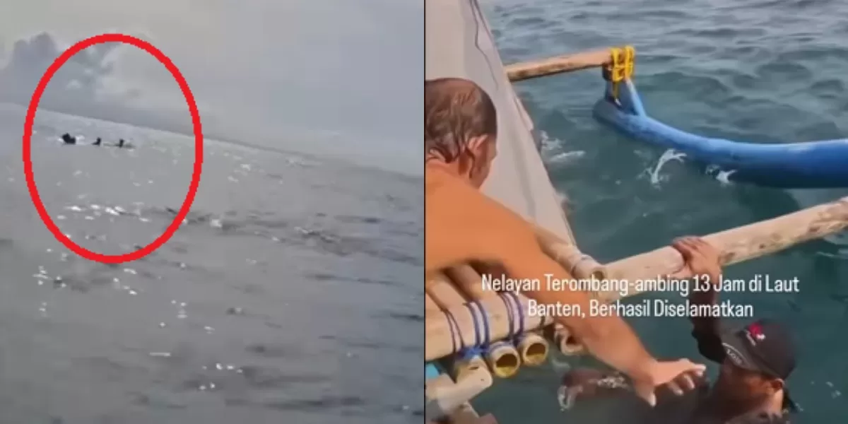 Menyoroti aksi dramatis dalam penyelamatan 3 orang nelayan yang diduga alami kecelakaan di perairan Tanjung Lesung, Banten (Instagram.com/@warungjurnalis)