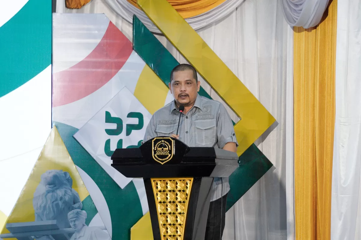 Ketua DPRD Subang Victor Wirabuana Abdurachman saat menyampaikan pandangan dalam Musrenbang RKPD 2027, menegaskan pentingnya forum sebagai wadah penyerapan aspirasi masyarakat, Selasa 14 April 2026 (Dok. Istimewa)