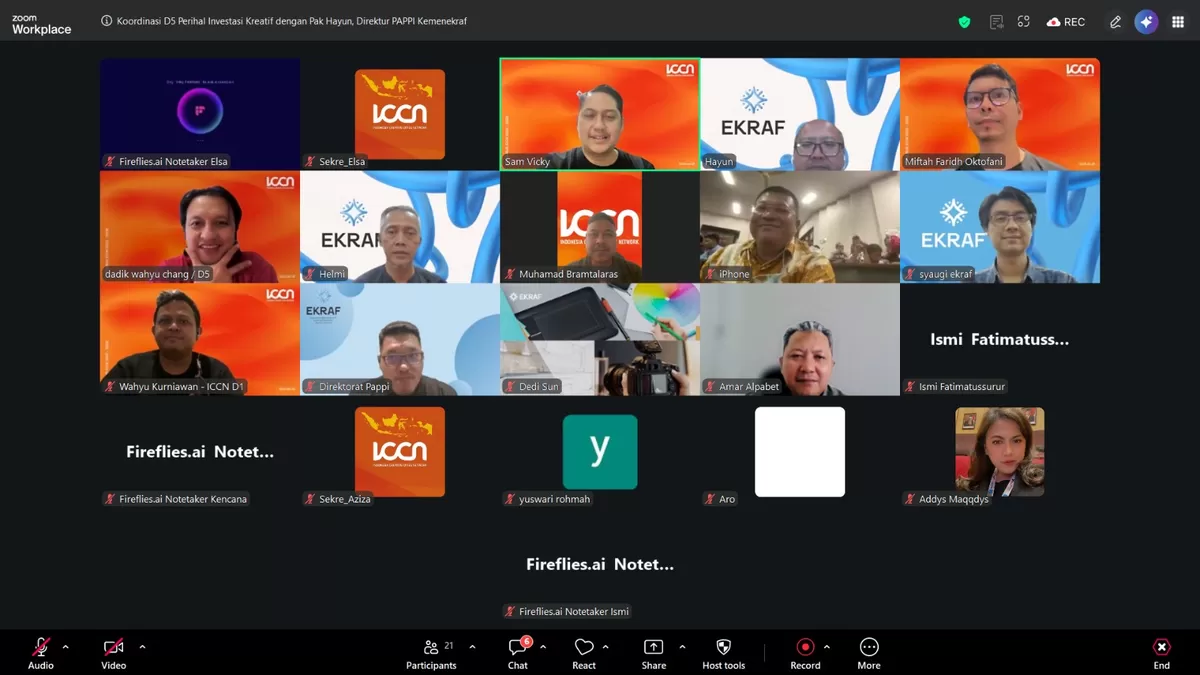 Rapat koordinasi ICCN bersama Kementerian Ekonomi Kreatif RI membahas pengembangan KUR berbasis kekayaan intelektual sebagai terobosan pembiayaan bagi pelaku ekonomi kreatif di Indonesia, Rabu, 22 April 2026 (Dok. ICCN)