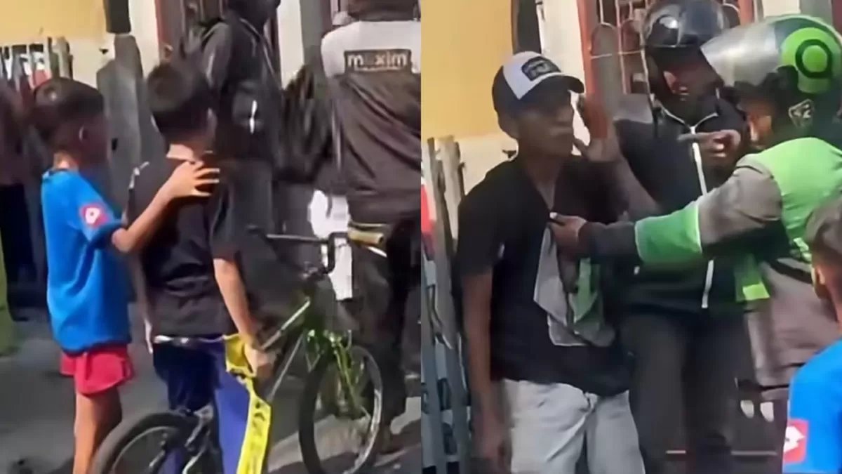Momen viral seorang anak yang hadapi terduga maling sepeda di Jakarta Pusat (Instagram/relawanranjaupaku)