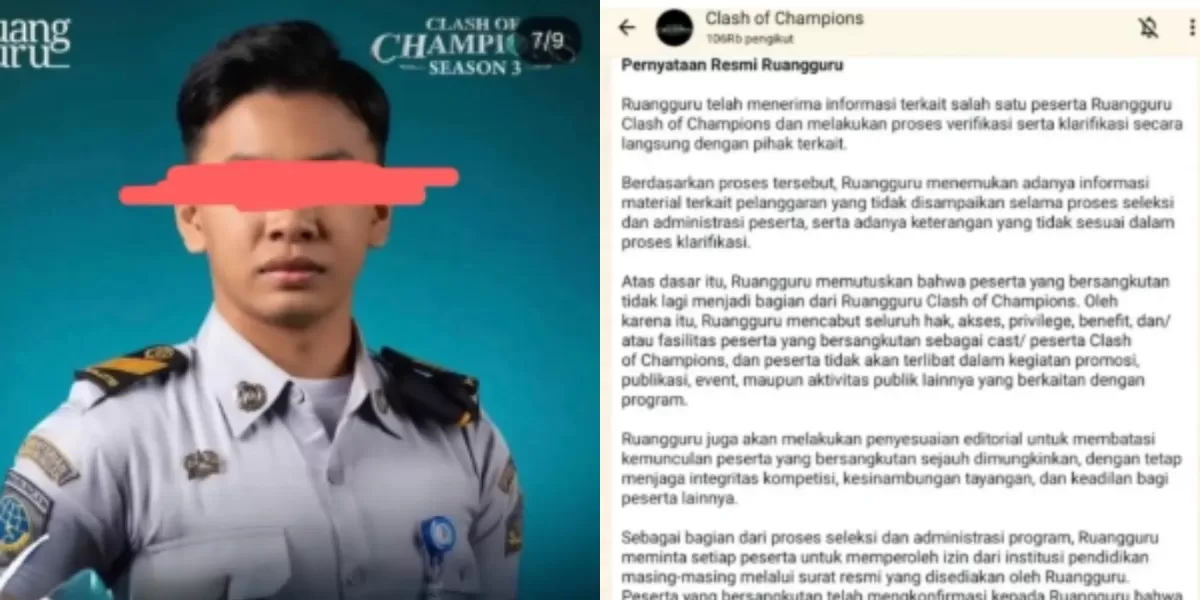 Menyoroti kasus dugaan pelecehan seksual yang menjerat peserta kedinasan Clash of Champions Season 3 hingga viral di medsos (Instagram.com/@vocazine)