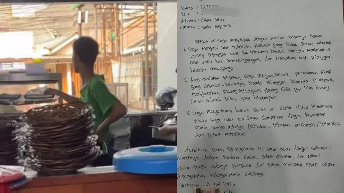 Momen viral karyawan resto ayam di Jagakarsa ledek anak disabilitas (Threads/taurus_lia12 - Instagram/ayammashendy)