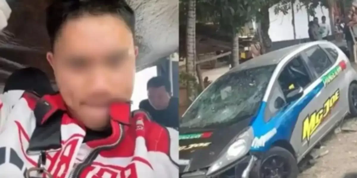 Menyoroti sosok pembalap yang terlibat kecelakaan hingga menabrak belasan penonton di area finis drag race Kotamobagu, Sulut (Instagram.com/@makasar_info)