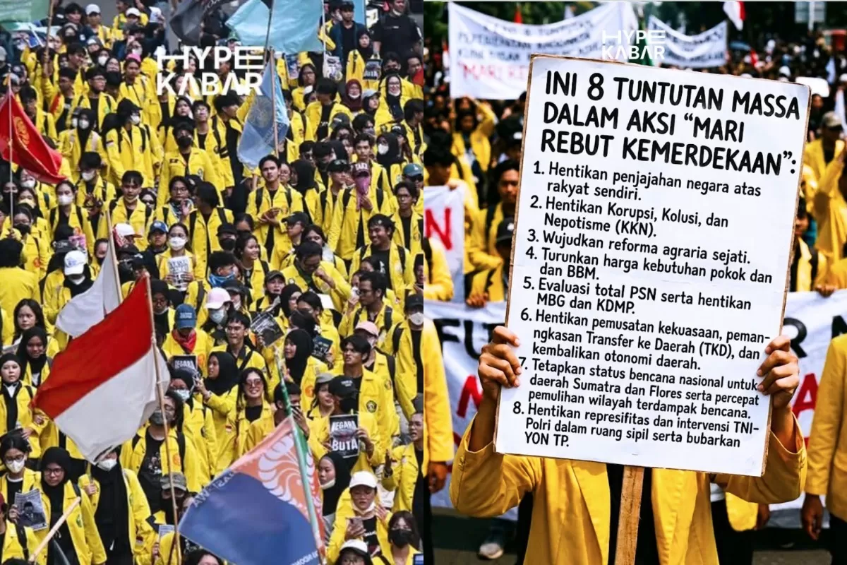 BEM UI melakukan aksi demosntrasi, sehari setelah perayaan kemerdekaan atau HUT Republik Indonesia ke-81 (Threads/hypekabar)