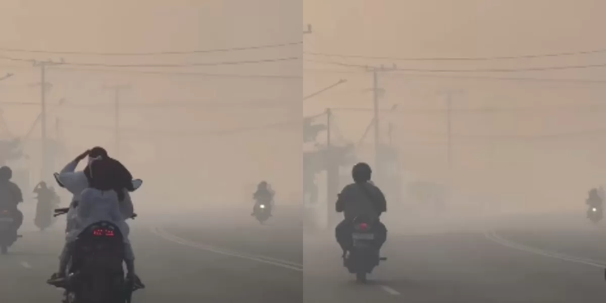 Menyoroti viralnya penampakan asap pekat imbas kebakaran hutan dan lahan (karhutla) di wilayah Banjarbaru, Kalimantan Selatan (Instagram.com/@undercover.id)