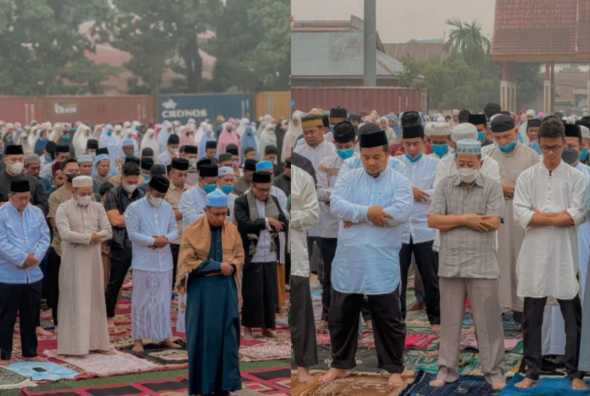 Meluasnya karhutla, mendorong warga Riau menggelar shalat istisqa pada Rabu, 26 Agustus 2026, sebagai ikhtiar spiritual memohon hujan (Threads/@husnitamrinofficial_)