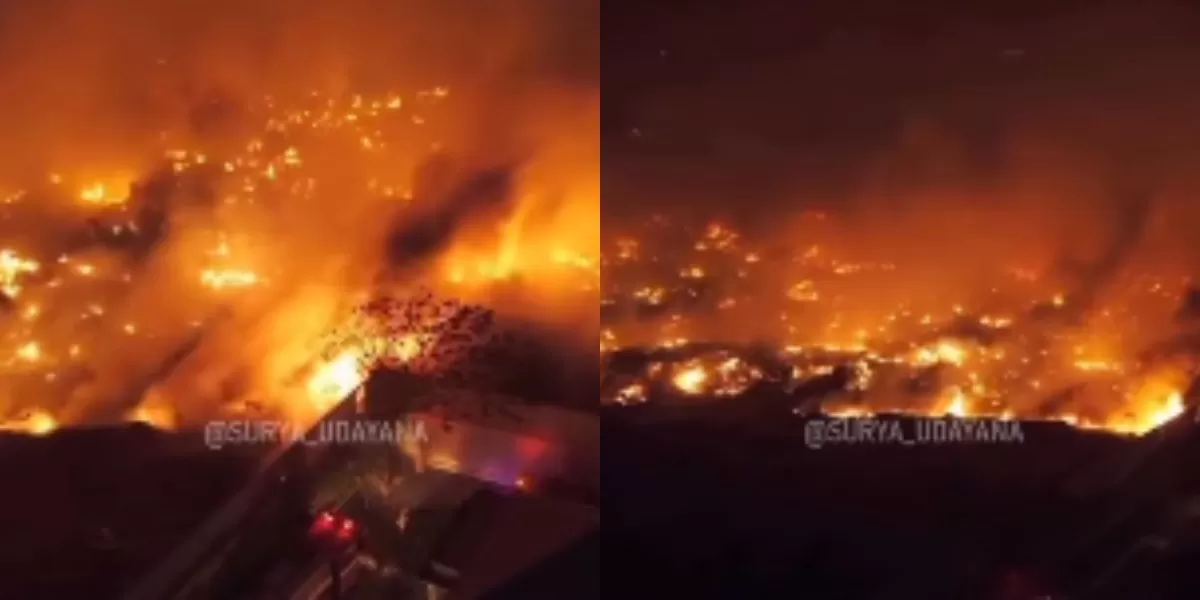 Menyoroti viralnya insiden kebakaran yang melanda gudang di kawasan Legian, Bali, pada Selasa, 1 September 2026 (Instagram.com/@tipisemilir.official)
