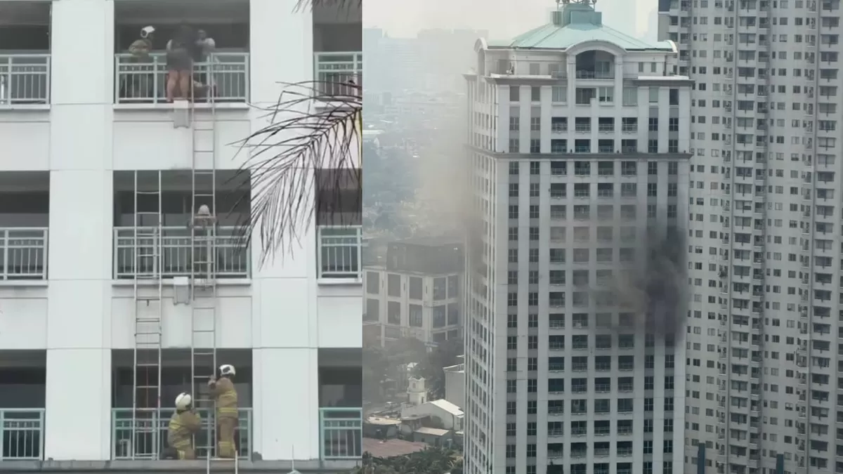 Proses evakuasi kebakaran yang terjadi di Apartemen Pavilion, Jakpus (Threads/yudistira234sc - sherlych_)