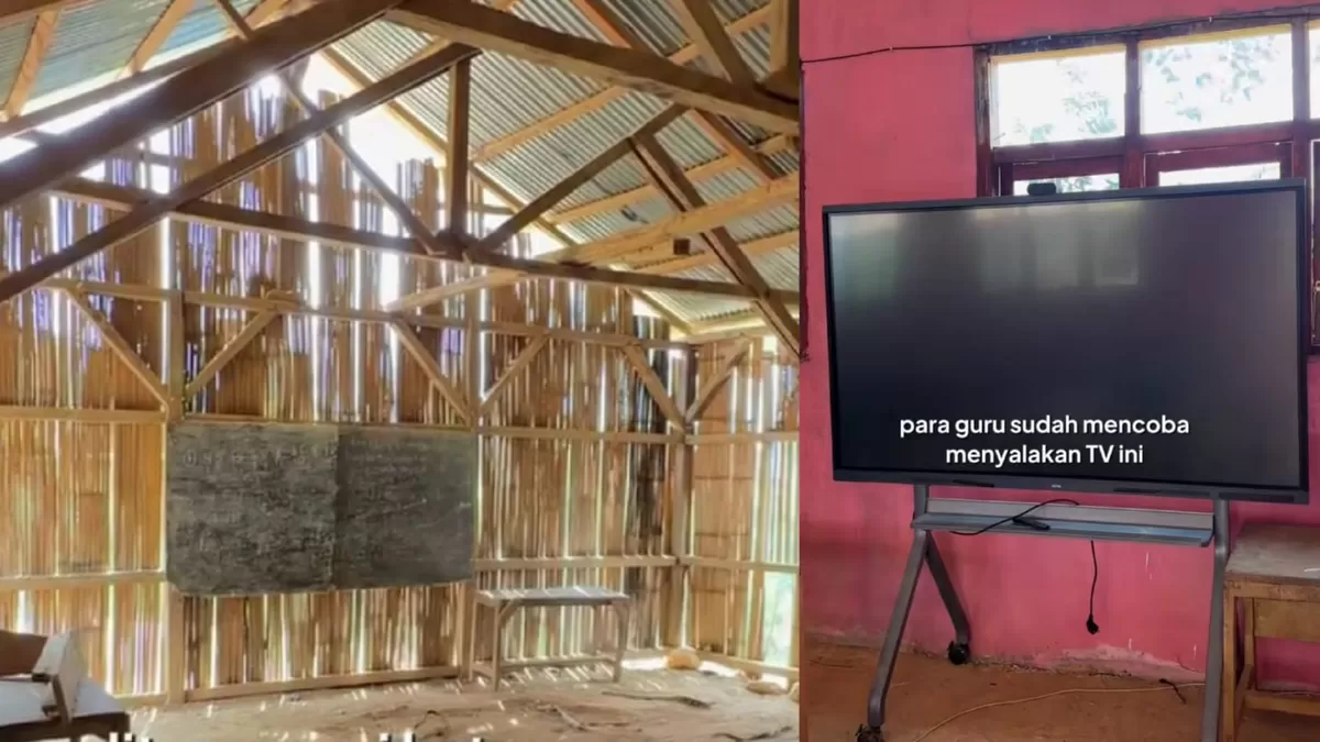 Viral SD di NTT mendapat bantuan TV layar sentuh, meski listrik belum masuk desa dan kondisi bangunan sekolah yang butuh renovasi (Instagram/alwijo)