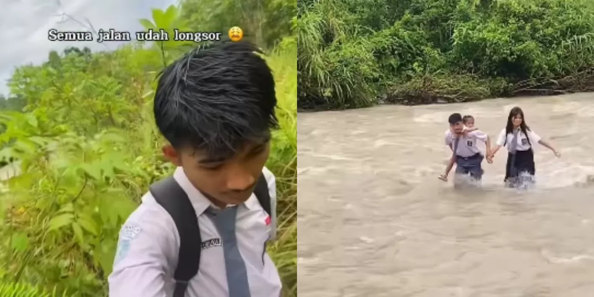 Mengintip kisah perjuangan siswa di Pedalaman Nias, Sumatera Utara yang menerjang derasnya arus sungai demi bisa bersekolah (Instagram.com/@asdar.official)