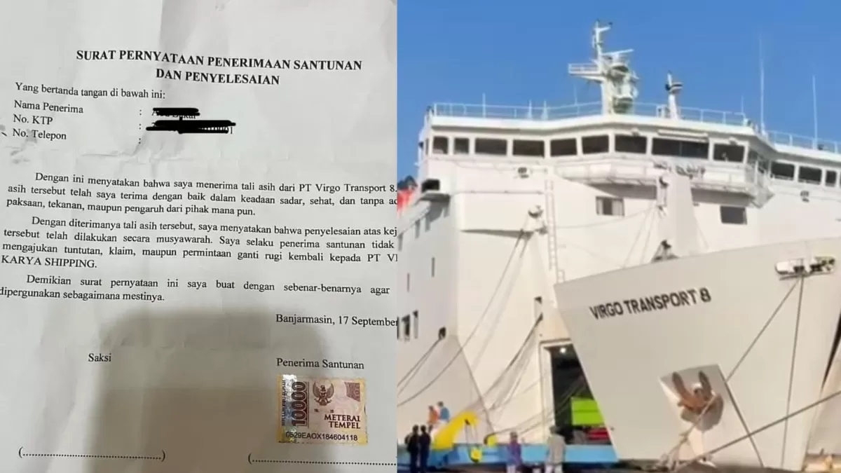 Beredar surat pernyataan tentang santunan untuk penumpang selamat kapal Virgo Transport 8 (Threads/aleprivazi - Instagram/bpkpalm.21)