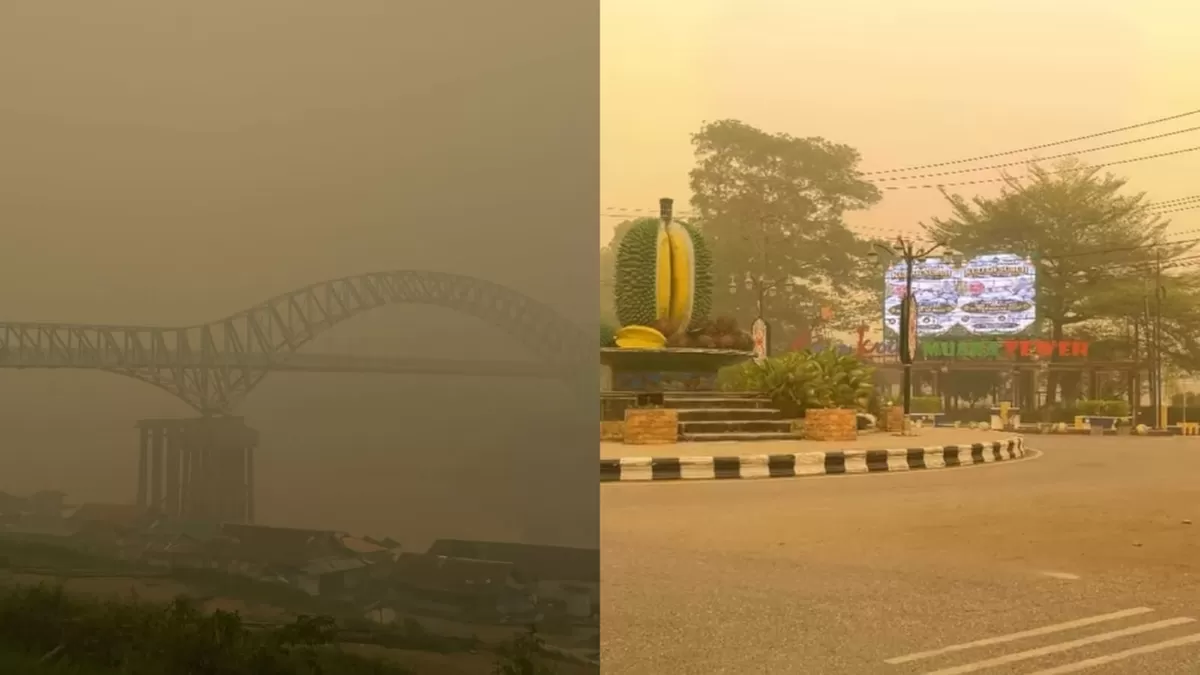 Situasi langit Barito Utara, Kalteng yang menguning karena kabut asap karhutla (Threads/naomy_ummuhanan - bagusprakasaa)