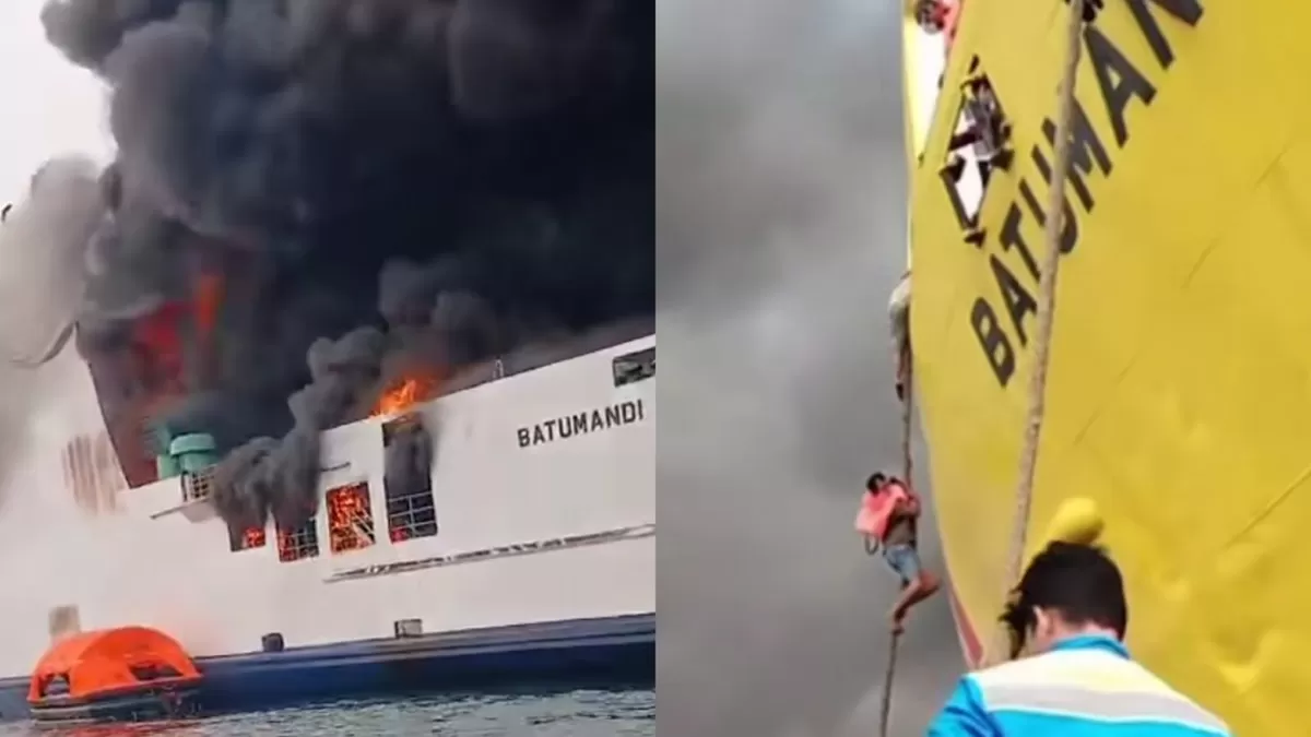 KMP Batumandi saat persiapan bersandar di Dermaga Pelabuhan Merak (Threads/busana_muslim_bogor - tanu_ydz)